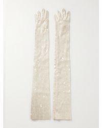 Safiyaa - Sequined Satin Gloves - Lyst