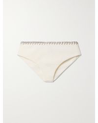 Marysia Swim - Barragan Embroidered Seersucker Bikini Briefs - Lyst