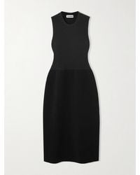 Jil Sander - Paneled Ribbed Stretch-Silk Midi Dress - Lyst
