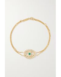 Suzanne Kalan - Evil Eye Armband Aus 18 Karat Gold Mit Diamanten Und Smaragd - Lyst