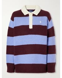 Polo Ralph Lauren - Logo-Embroidered Striped Wool-Blend Polo Sweater - Lyst