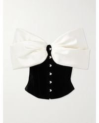 Costarellos - Rosamund Bow-Detailed Lace-Up Crepe And Velvet Bustier Top - Lyst