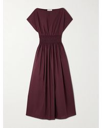 Matteau - Shirred Organic Cotton-Poplin Midi Dress - Lyst
