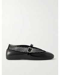 Alaïa - Patent Leather-Trimmed Mesh And Rubber Ballet Flats - Lyst