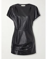 Isabel Marant - Alia Gathered Draped Leather Mini Dress - Lyst