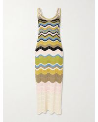 La DoubleJ - Scalloped Striped Crocheted Cotton Maxi Dress - Lyst