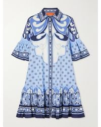 La DoubleJ - Choux Tiered Printed Cotton-Poplin Shirt Dress - Lyst