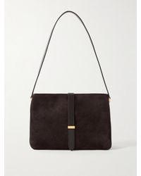 Nili Lotan - Jane Leather-Trimmed Suede Shoulder Bag - Lyst