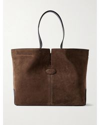 Tod's - Shopping Mittelgroße Tote Aus Veloursleder Mit Lederbesätzen - Lyst