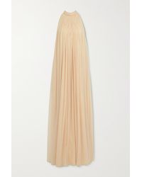 Chloé Gathered Wool-gauze Gown - Multicolor