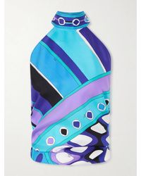 PUCCI - Printed Silk-Twill Halterneck Top - Lyst