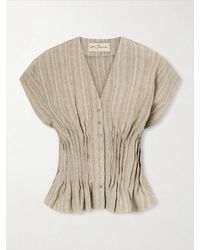 Cortana - Camila Gathered Linen Top - Lyst