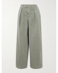SLVRLAKE Denim - Pleated Cotton Wide-Leg Pants - Lyst