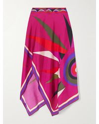 PUCCI - Asymmetric Printed Silk-Twill Maxi Skirt - Lyst