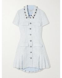 Self-Portrait - Crystal-Embellished Metallic Bouclé-Tweed Mini Dress - Lyst