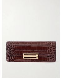 Victoria Beckham - Dorian East-West Croc-Effect Leather Clutch - Lyst