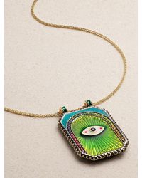 Marie Lichtenberg - Eye Protect 18-Karat, Enamel, Sapphire And Diamond Necklace - Lyst