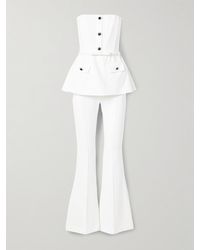 Self-Portrait - Trägerloser Jumpsuit Aus Stretch-Crêpe Mit Verzierungen Und Gürtel - Lyst