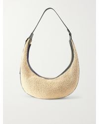 KHAITE - Augustina Leather-Trimmed Raffia Shoulder Bag - Lyst