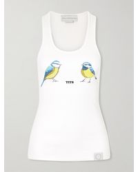 Stella McCartney - Hot Fix Crystal-Embellished Printed Ribbed Stretch-Cotton Tank - Lyst