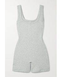Skims Ribbed Stretch-cotton Jersey Playsuit - Gray