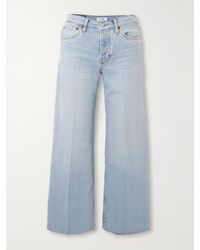 RE/DONE - Frayed Mid-Rise Wide-Leg Jeans - Lyst