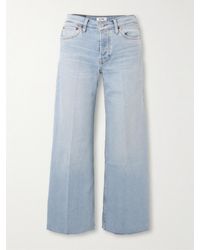RE/DONE - Halbhohe Jeans Mit Weitem Bein Und Fransen - Lyst