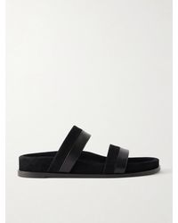 Gabriela Hearst - Low Striker Paneled Suede And Leather Sandals - Lyst