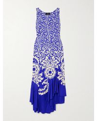 Etro - Asymmetric Printed Jersey Maxi Dress - Lyst