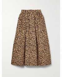 Adam Lippes - Jupe Midi En Serge De Coton À Imprimé Léopard - Lyst
