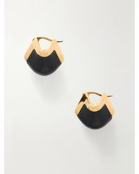KHAITE - Lotus-Plated And Leather Drop Earrings - Lyst