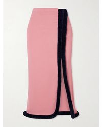 DIOTIMA - Castries Velvet-Trimmed Stretch-Jersey Midi Skirt - Lyst
