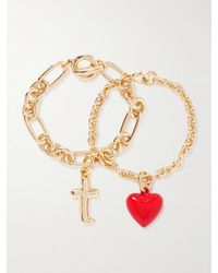 Roxanne Assoulin - The Happy Heart Initial Set Of Two-Tone And Enamel Bracelets - Lyst