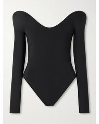 Alaïa - Open-Back Padded Jersey Bodysuit - Lyst