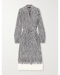 Proenza Schouler - Bailey Belted Printed Crepe Midi Dress - Lyst