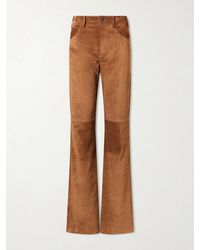 Nili Lotan - Joan Suede Straight-Leg Pants - Lyst