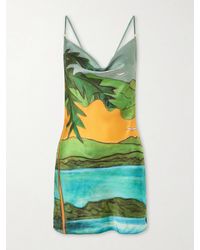 Donde Esteban - Magdalena Draped Printed Silk-Blend Satin Mini Dress - Lyst