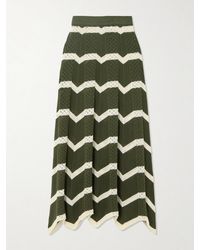 La DoubleJ - Striped Pointelle-Knit Cotton Skirt - Lyst