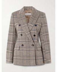 Max Mara - Double-Breasted Houndstooth Wool And Cotton-Blend Blazer - Lyst