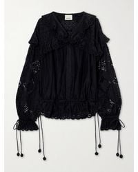 Isabel Marant - Nowana Broderie Anglaise Cotton And Silk-Blend Blouse - Lyst