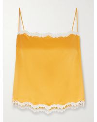 Doen - Loure Lace-Trimmed Silk-Satin Top - Lyst