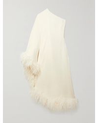 ‎Taller Marmo - Net Sustain Ubud One-Shoulder Feather-Trimmed Crepe Maxi Dress - Lyst