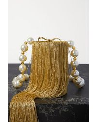 Vanina + Net Sustain Weeping Soil Schultertasche Aus Seidensatin Mit Fransen - Mettallic