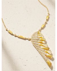 Garrard - Wings Rising 18-Karat, Mother-Of-Pearl And Diamond Necklace - Lyst