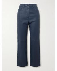 JOSEPH - Duke Cropped Leather Flared Pants - Lyst