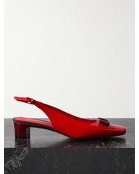 Ferragamo - Escarpins À Brides Arrière En Cuir Verni À Nœuds Rivada - Lyst