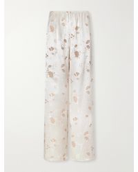 Doen - Lavona Floral-Jacquard Satin Wide-Leg Pants - Lyst