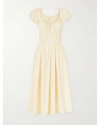 Doen - Quinn Smocked Organic Cotton-Poplin Midi Dress - Lyst