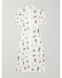 ALÉMAIS - Robe-Chemise Midi En Gaze De Lin À Broderies Et À Ceinture Play X Anouk Colantoni - Lyst