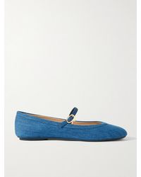 Gianvito Rossi - Carla Denim Mary Jane Ballet Flats - Lyst
